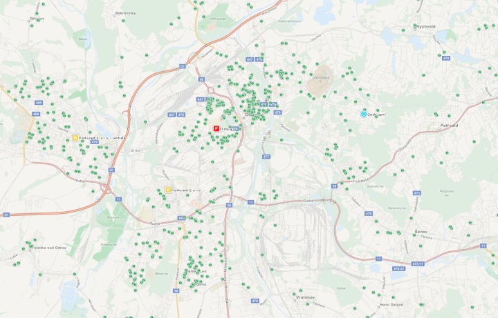 Zájmové body - vlastní firemní data