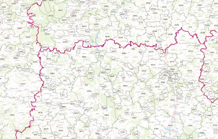 Postcode map in PDF - overview map of the whole republic can be used as a wall map after printing.