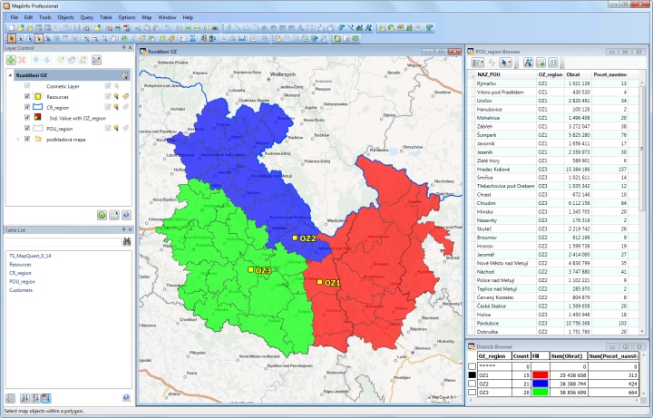 Tvorba regionů a optimalizace tras obchodních zástupců